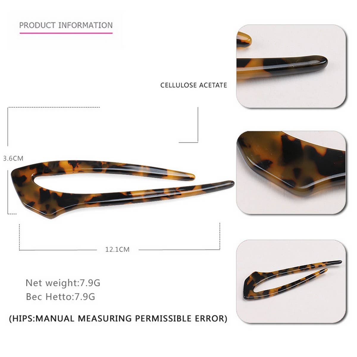 BALL HAIR STYLING FIXER LEOPARD PRINT USHAPED CLIP_CWAHA4213