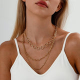 MULTI LAYERED 18K THREE LAYER NECKLACE_CWMM3692
