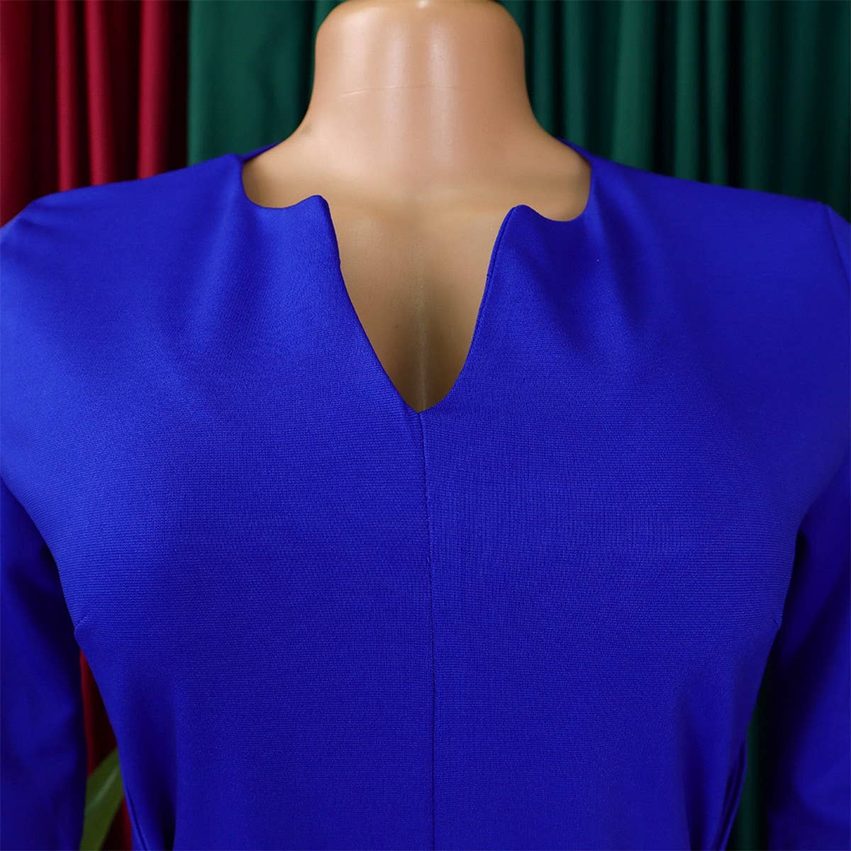 V-Neck Solid Color Hip-Hugging Elegant Dress_Cwdmd3680