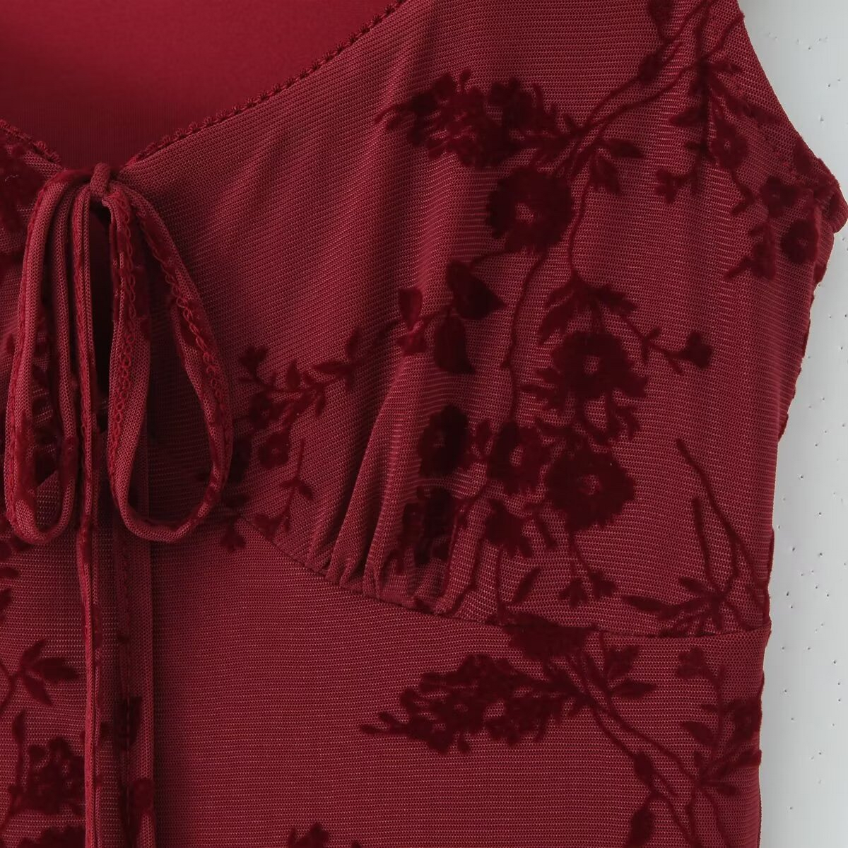 NEW WOMEN S FLORAL VELVET TIE SHORT SLEEVE DRESS_CWDMD5815