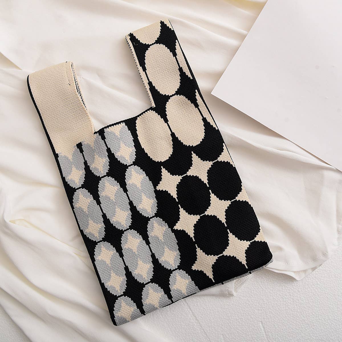 Trendy Knit Handbag For Women, Colorful Design_Cwab0879