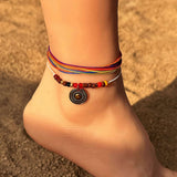 BOHO BEADED ANKLET HANDMADE VINTAGE BEACH_CWMM6357