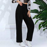 Solid color high-waisted commuter suit pants_cwblp1062