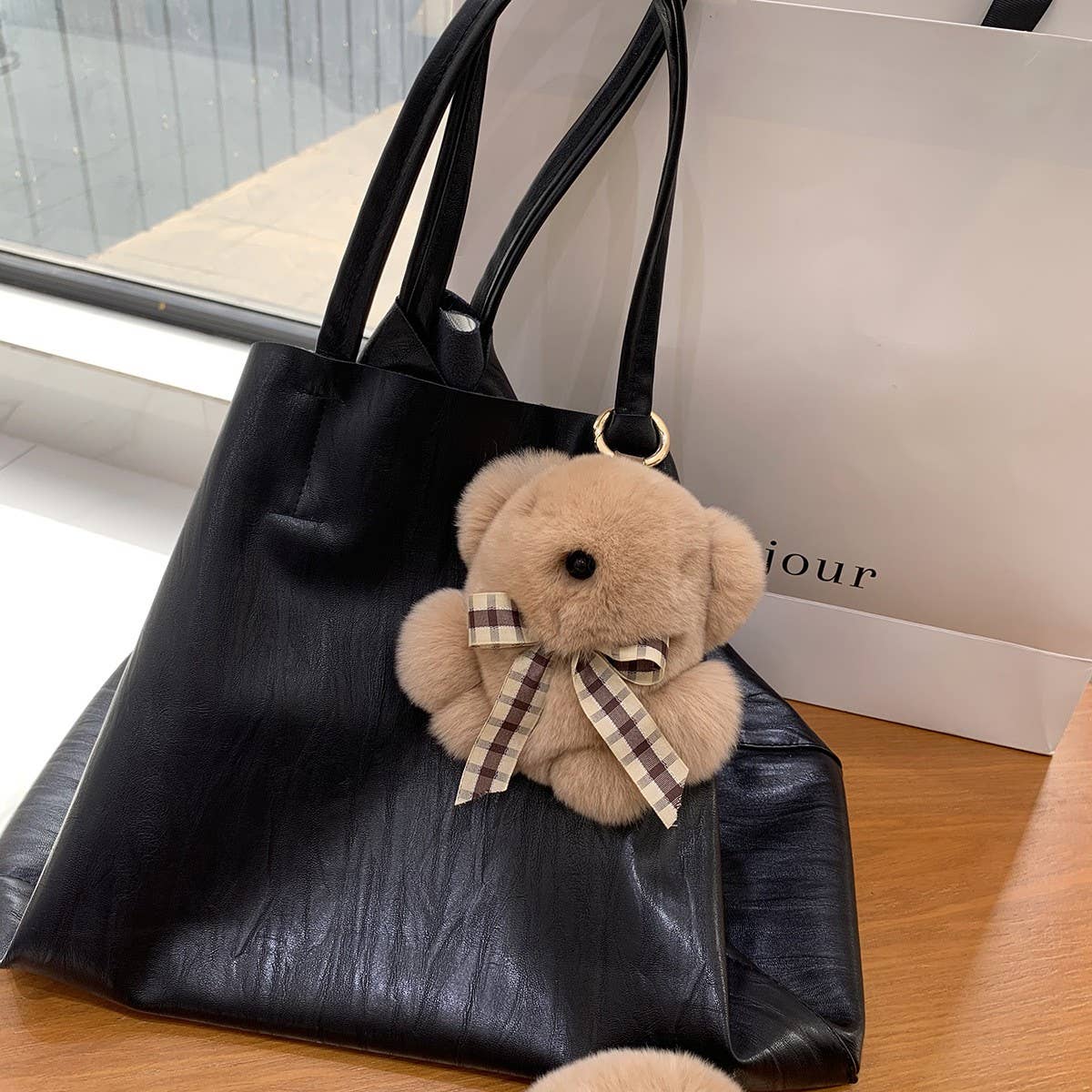 CUTE BEAR DOLL FUR BAG PENDANT CAR KEYCHAIN_CWMM2491