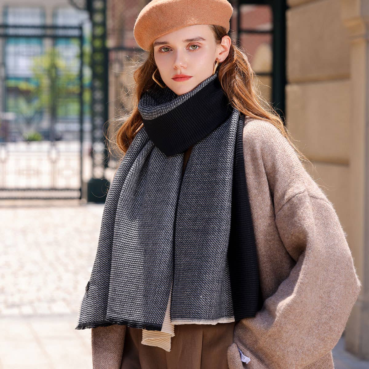 DOUBLE SIDED CRINKLE SCARF ELEGANT WINTER WRAP_CWASC0208