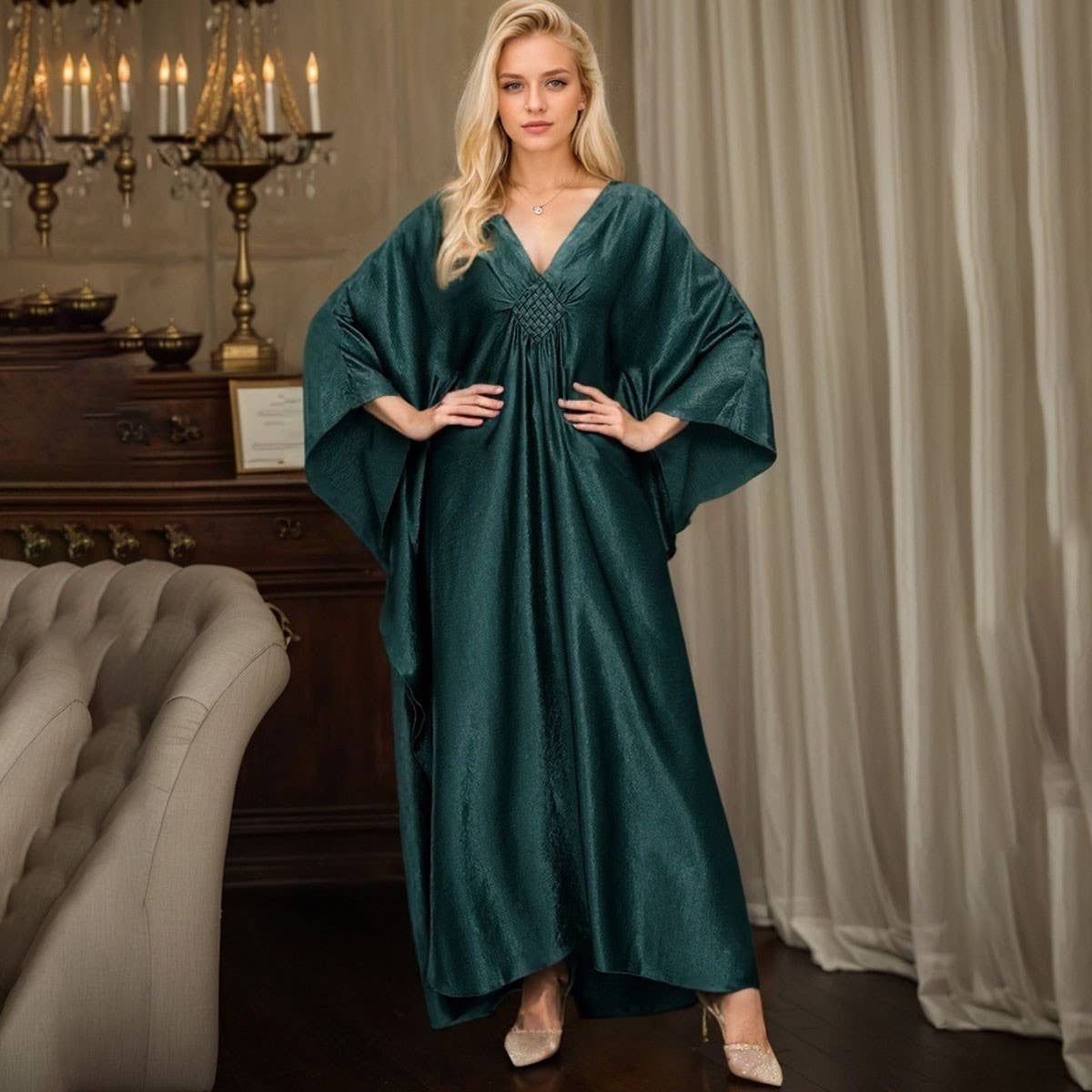 POLYESTER GOLD BEACH KAFTAN RESORT ROBE_CWMM6145