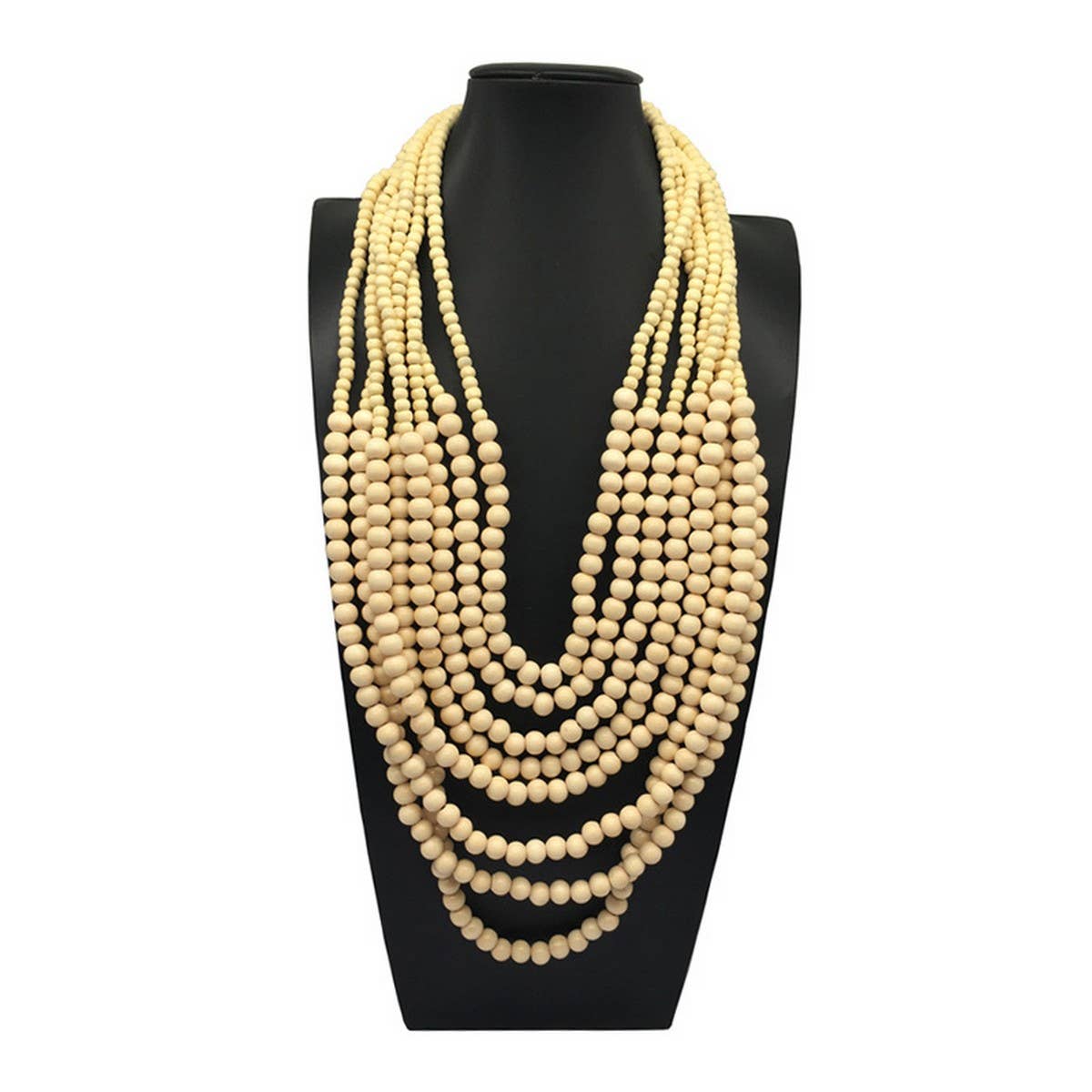 BOHEMIAN MULTI LAYERED LOG BEAD NECKLACE_CWMM4573