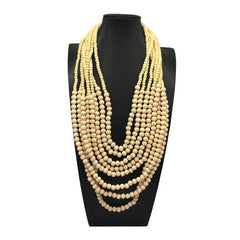 BOHEMIAN MULTI LAYERED LOG BEAD NECKLACE_CWMM4573