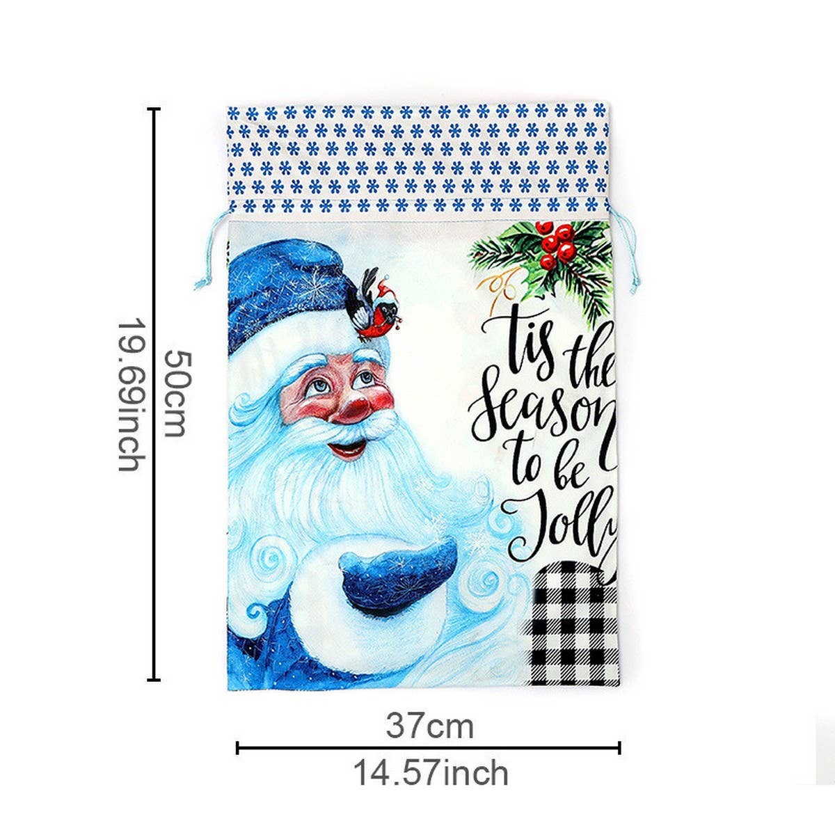 Cwmm1751_Christmas Print Bouquet With Drawstring Gift Bag