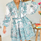 Vintage Chinese Lantern Sleeve Floral Mini Dress