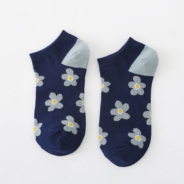 Flower Pattern Casual Ankle Socks_Cwms092