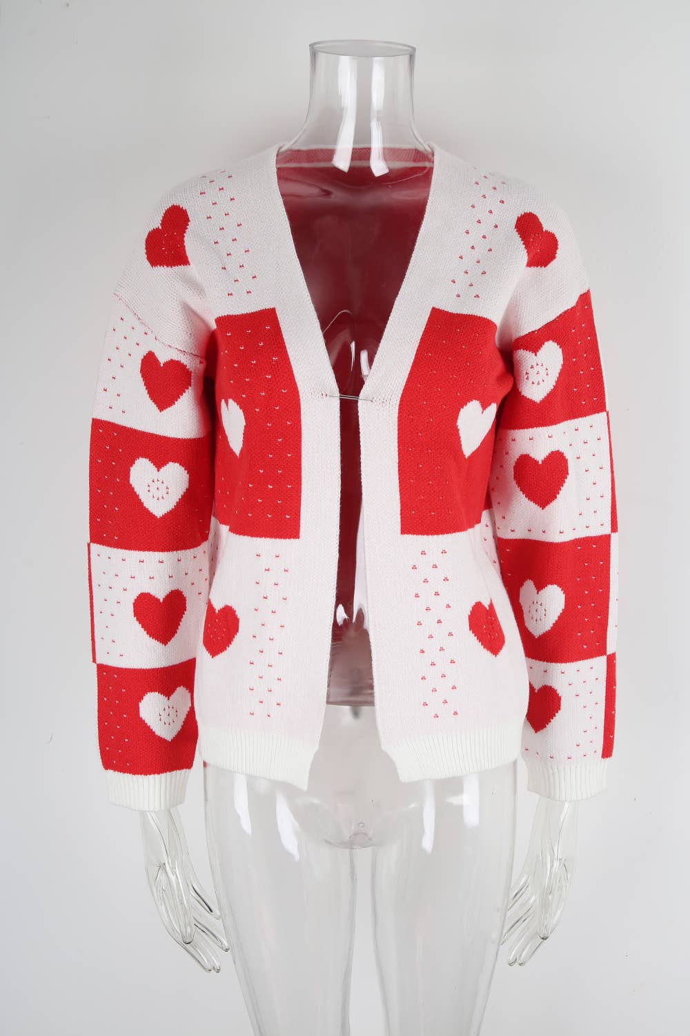 Valentines Day Heart-Shaped Knitted Cardigan