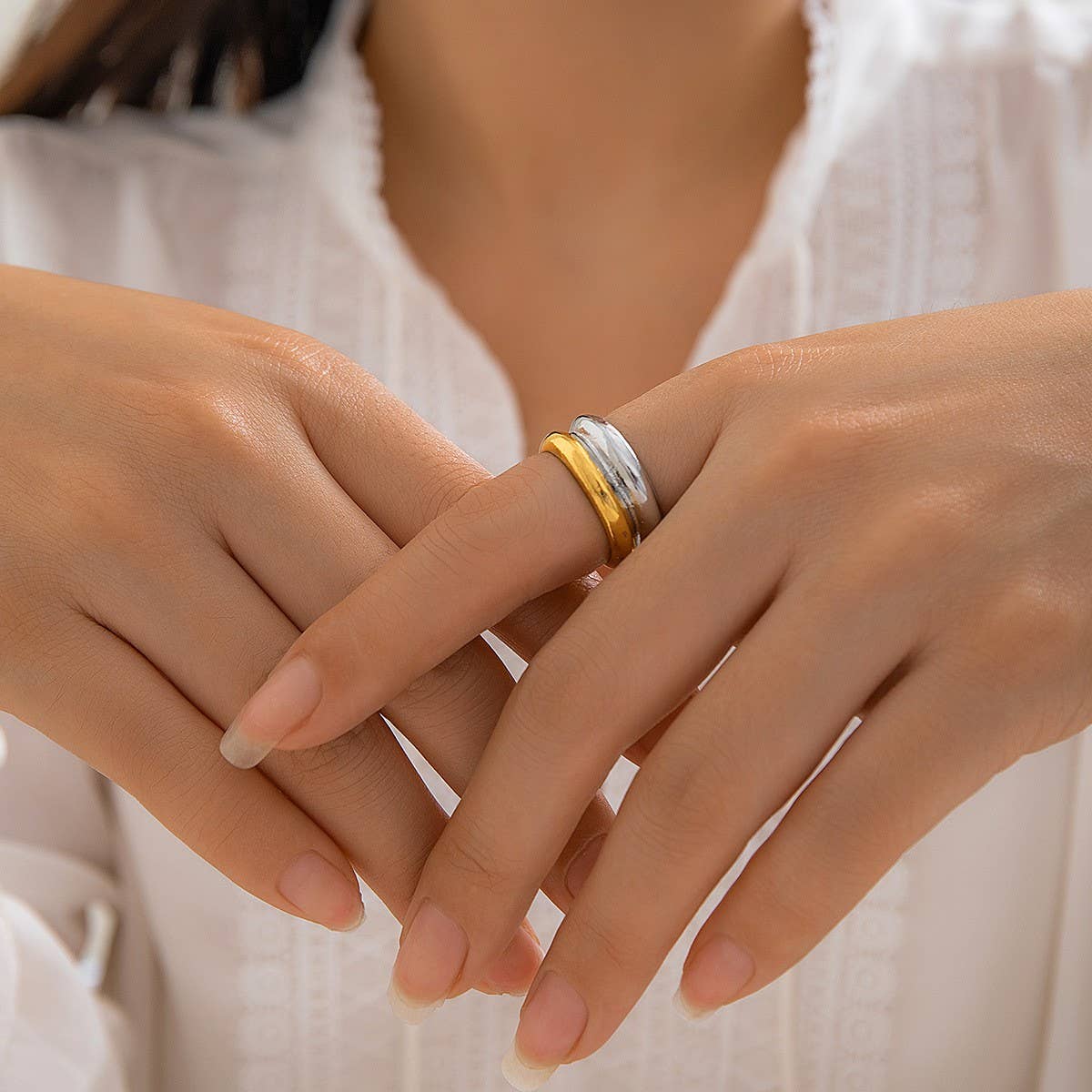 PERSONALIZED GEOMETRIC RIPPLE RETRO IRREGULAR RING_CWAJE1812