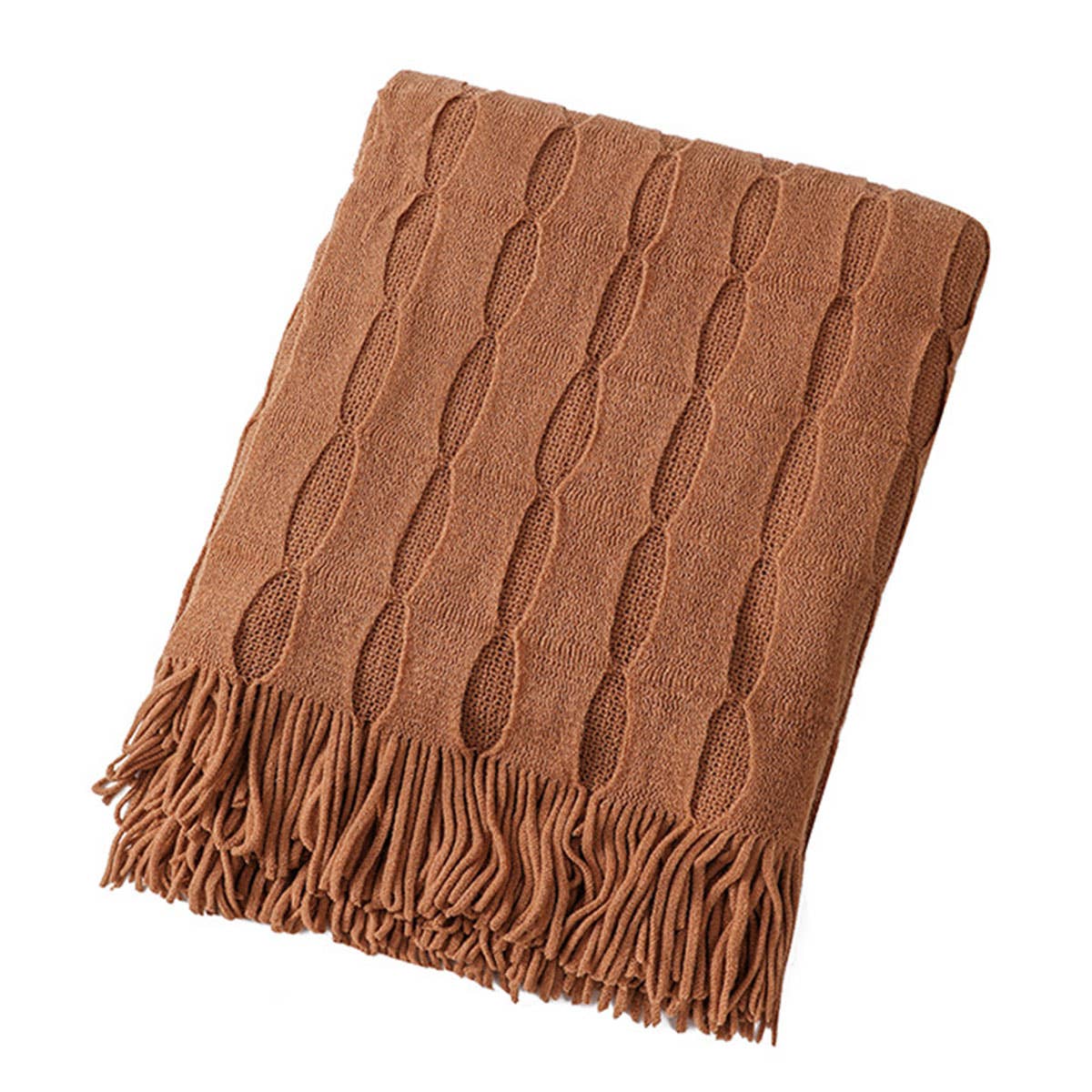 KNITTED THIN TASSEL SOFA BLANKET BED END BLANKET_CWMM0222