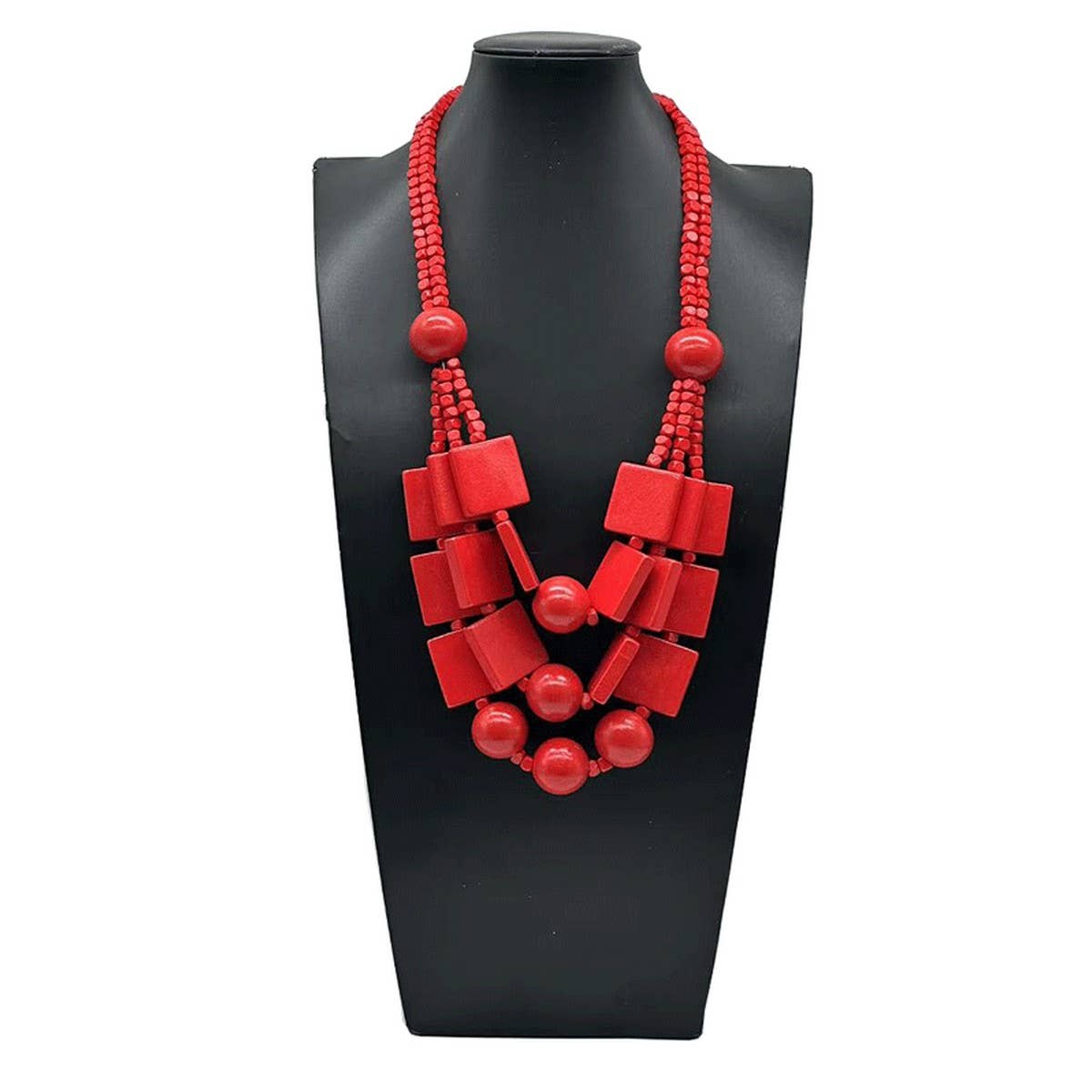 Wooden Beads Three-Layer Handmade Necklace_Cwmm4976