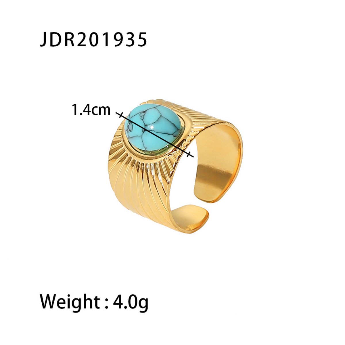 GOLD STAINLESS STEEL INLAID NATURAL STONE RINGS_CWAJE0611