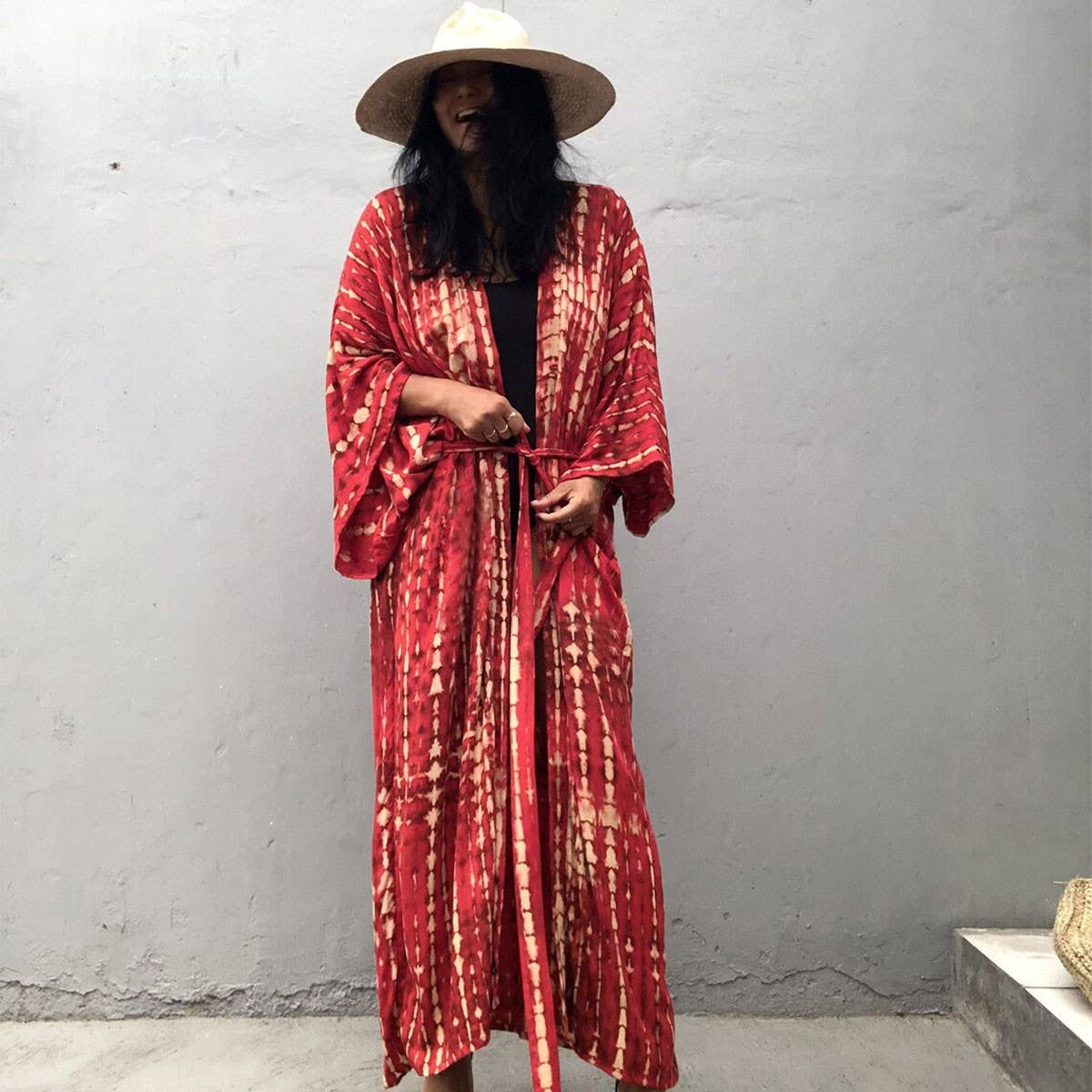 Tie-Dye Beach Cover-Up Cardigan Bikini Sunscreen_Cwmm6299