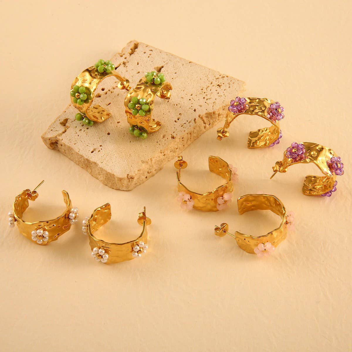 MINIMALIST FLORAL 18K STAINLESS STEEL EARRINGS_CWMM8896