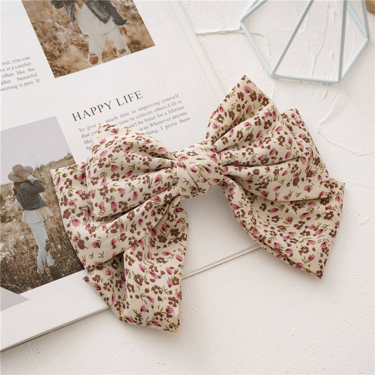 NEW THREE LAYER KNOTTED LARGE BOW HAIRPIN_CWAHA0852
