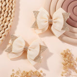 HANDMADE GLITTER BOW TAIL HAIR CLIP SET FOR GIRLS_CWAHA6717