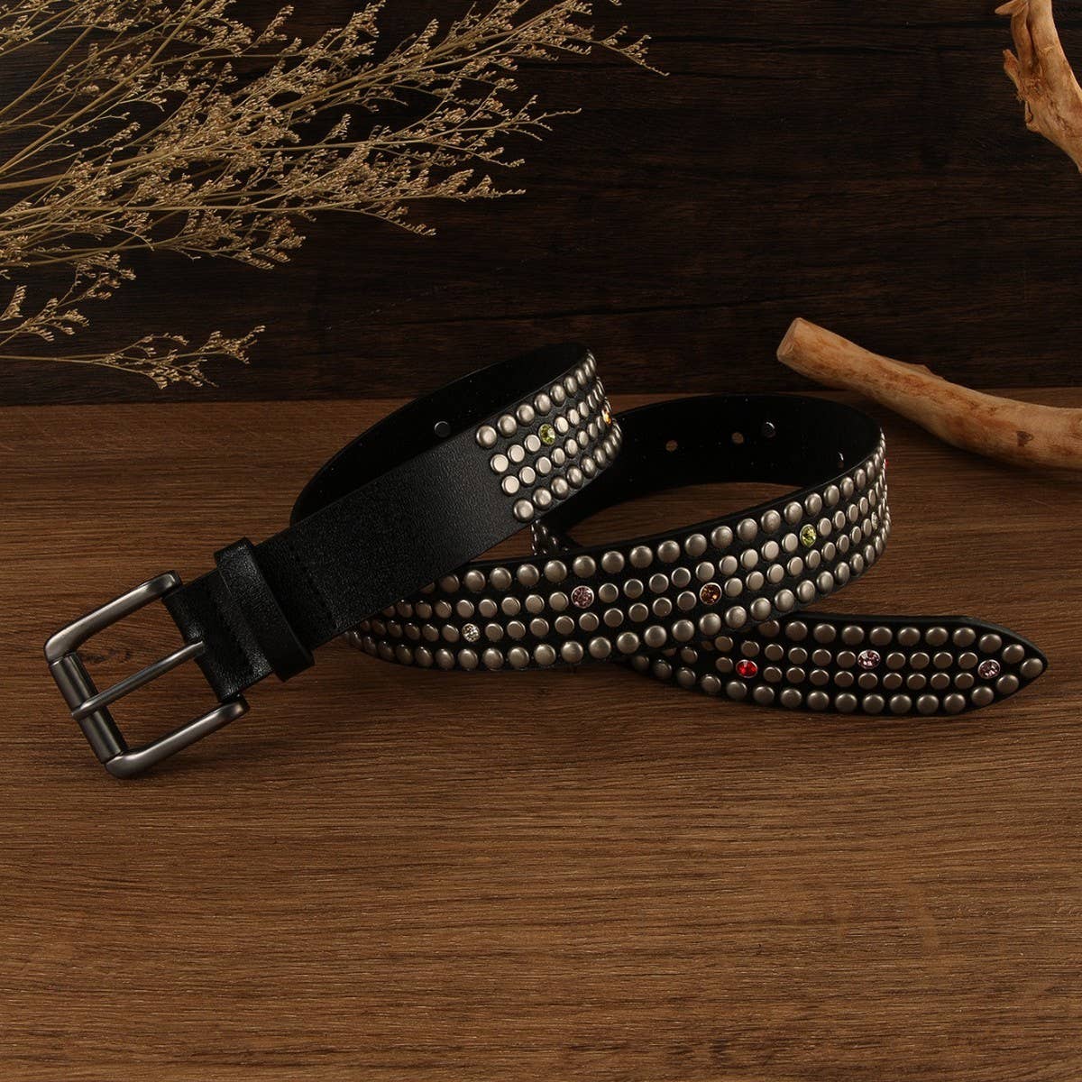 FASHIONABLE RIVET MUSHROOM STUD DIAMOND BELT_CWMM3939