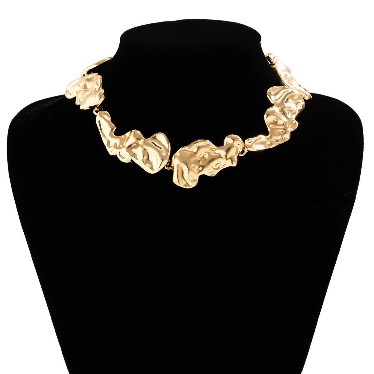 Wrinkled Metal Irregul Vintage Necklace Set_Cwmm3249
