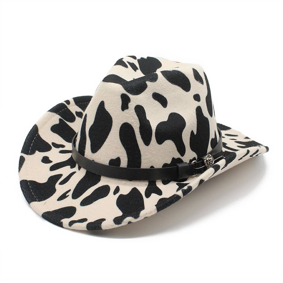 COLORBLOCK COW PATTERN WOOL WIDE BRIM JAZZ HAT_CWAH2553