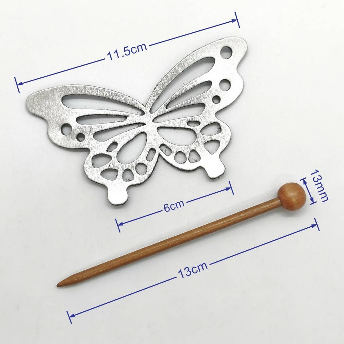 METALLIC LEATHER VINTAGE BUTTERFLY HAIRPIN_CWAHA6386