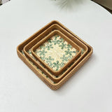 RATTAN COLORFUL SHELL FRUIT TRAY THREE PIECE SET_CWMM4407