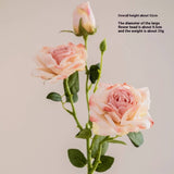 2 FLOWER 1 BUD BURNT EDGE DRIED ROSE ARTIFICIAL_CWMM6477