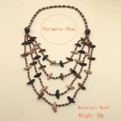 GEOMETRIC WOODEN BEADED LAYERED NECKLACE_CWMM4962