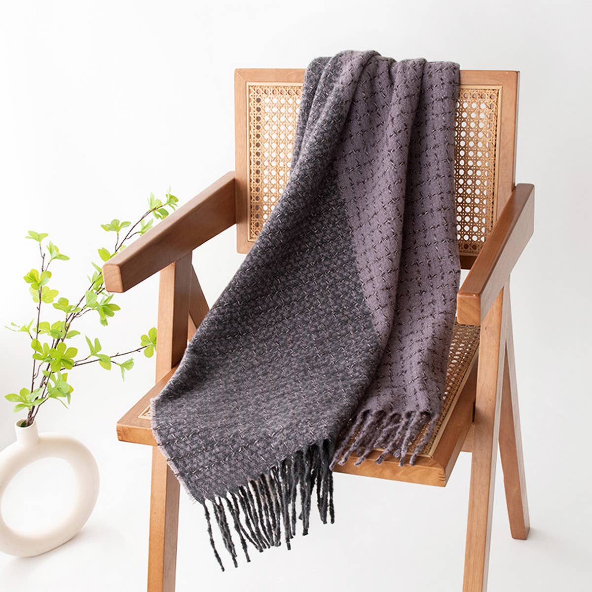 SOFT PLAID SCARF VINTAGE TASSEL WOMENS WRAP_CWASC1001