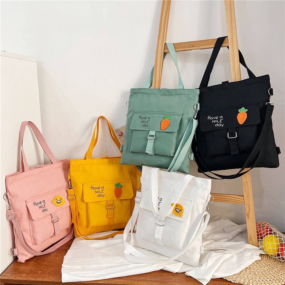 MULTI POCKET CANVAS BACKPACK TOTE BAG_CWAB1702