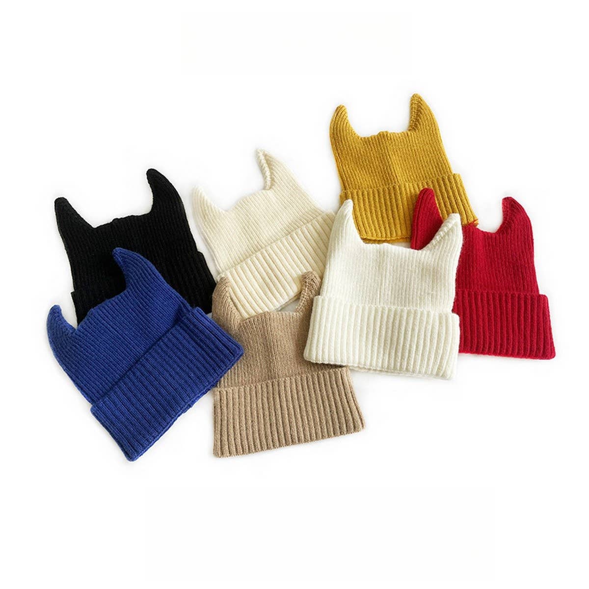 2 6 YEARS OLD SOLID COLOR CUTE HORN KNITTED HAT_CWAH2066