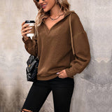 Solid Color Knitted Long Hoodie