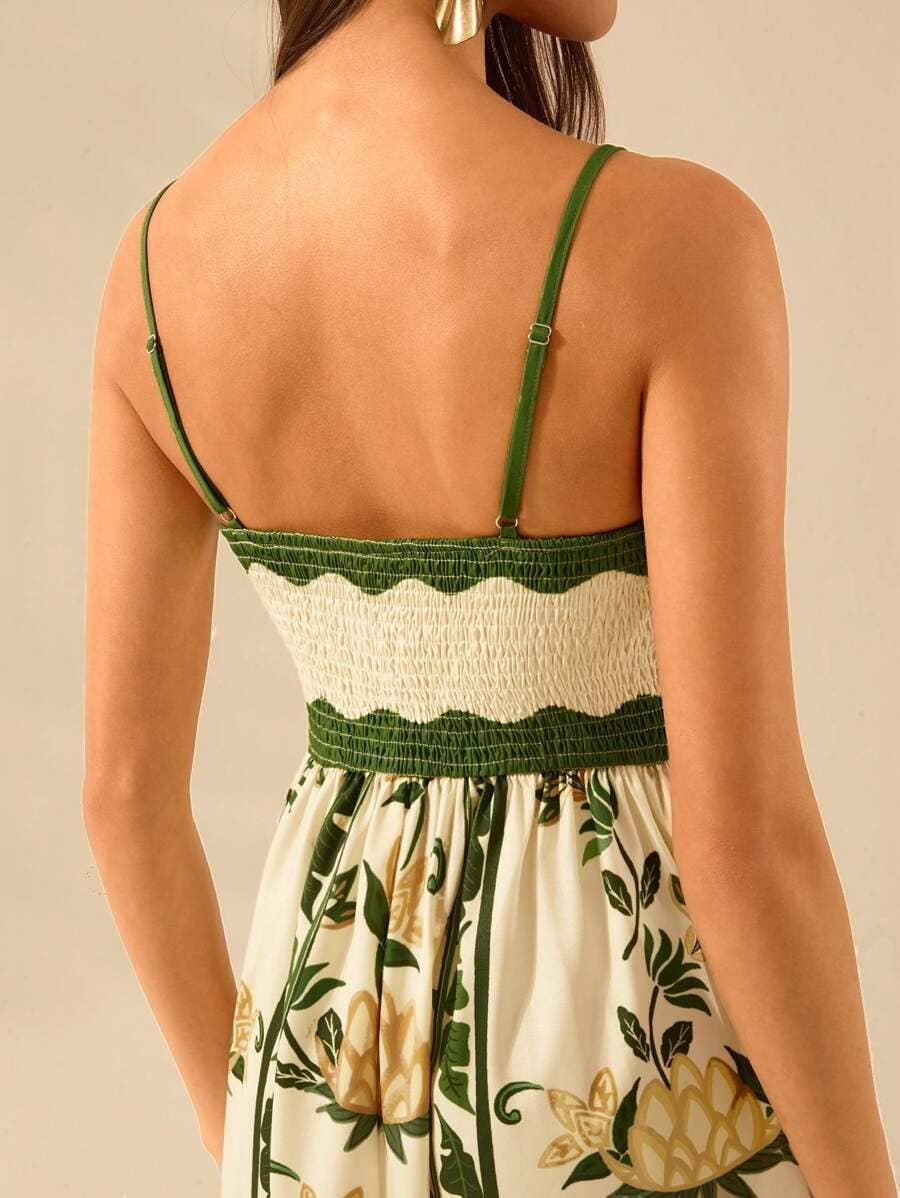 Sunlit Floral Prints And Ruffles Casual Dress