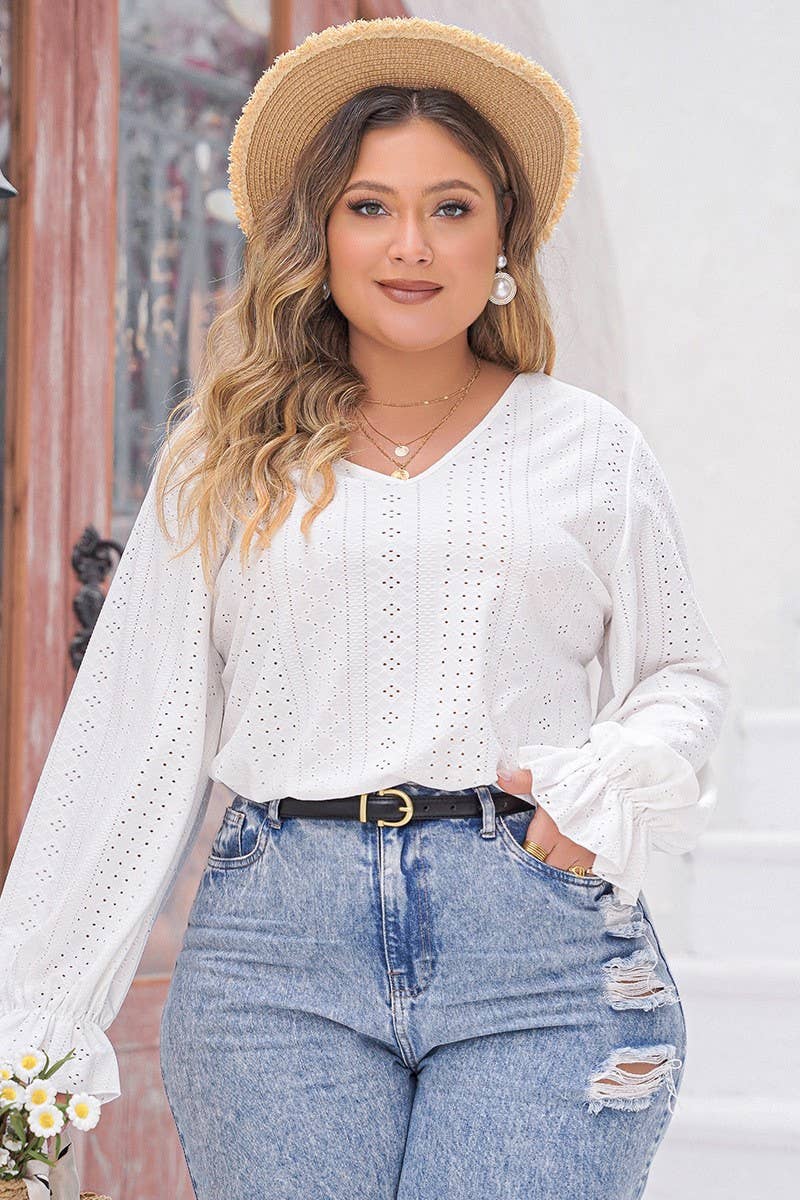 Womens V Neck Casual Lantern Sleeve Top_Cwtbll0724