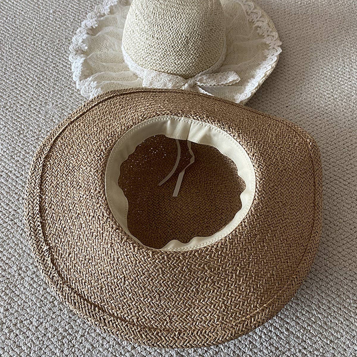 SUMMER HAND WOVEN LACE STRAW HAT FOR WOMEN_CWAH3508