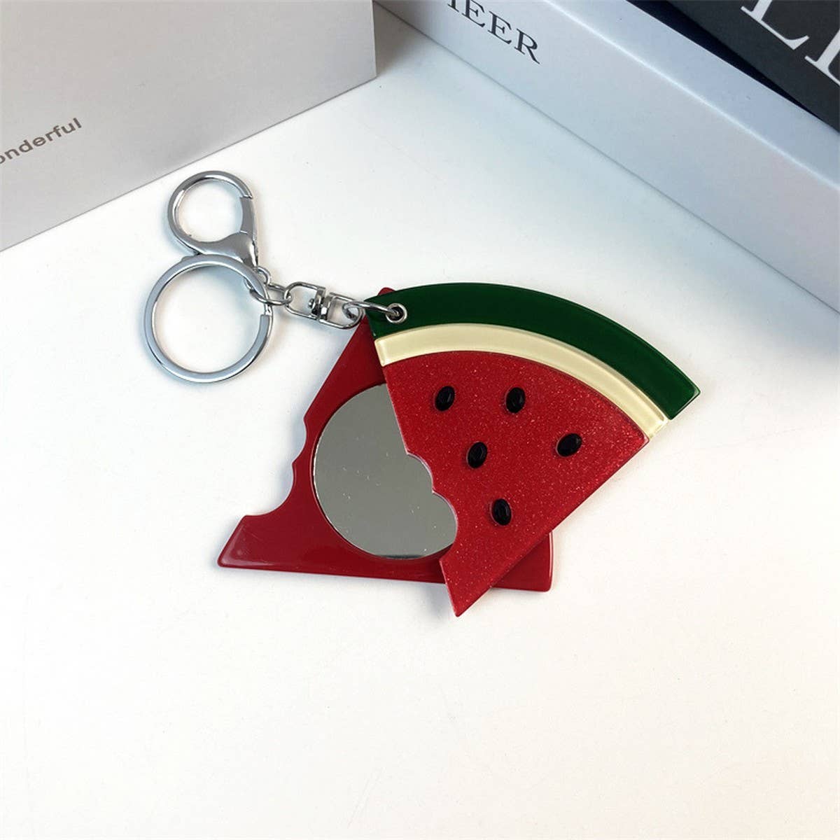 CUTE WATERMELON MAKEUP MIRROR KEYCHAIN ACRYLIC_CWMM6380