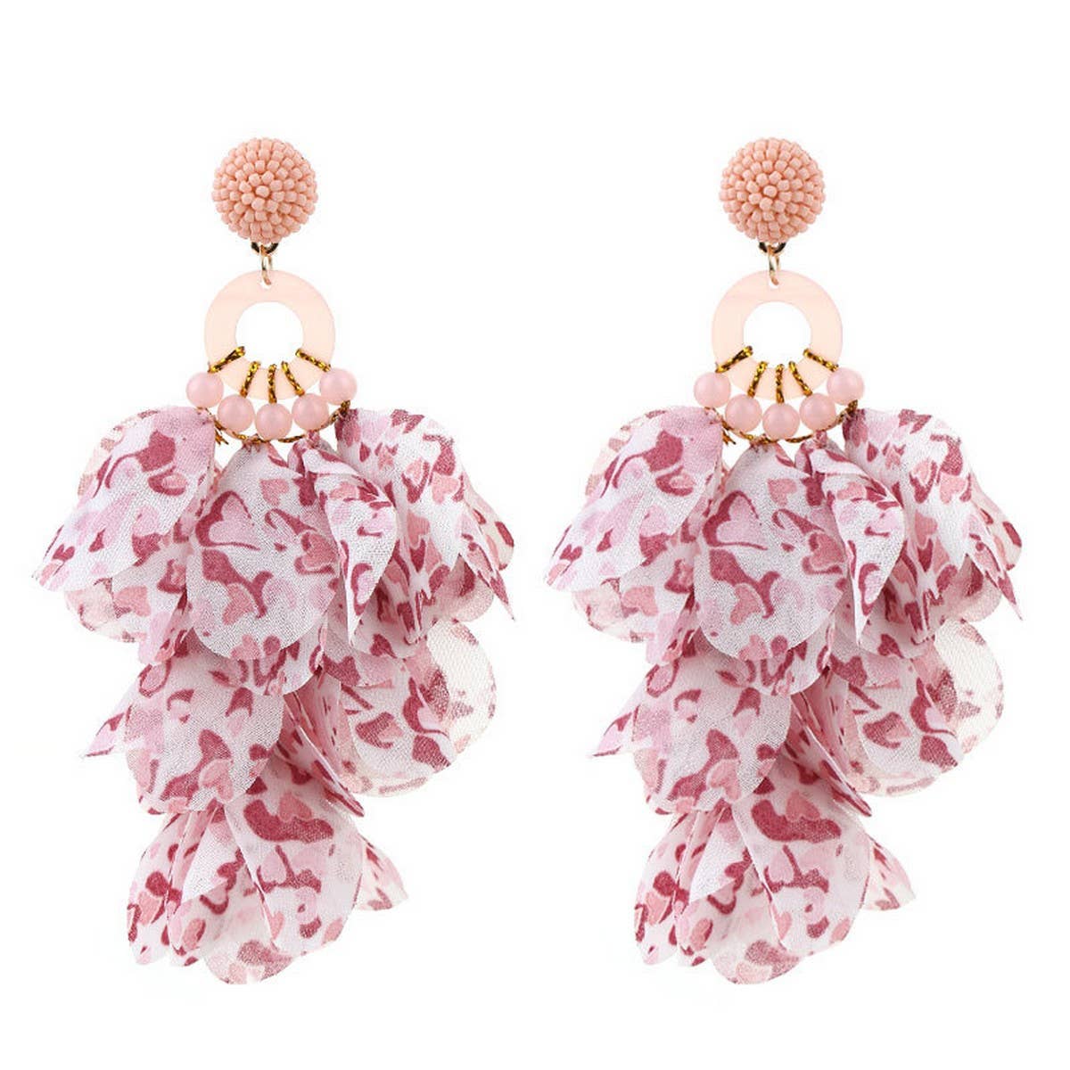 HANDMADE FLORAL TASSEL EARRINGS LONG BOLD DESIGN_CWMM6276