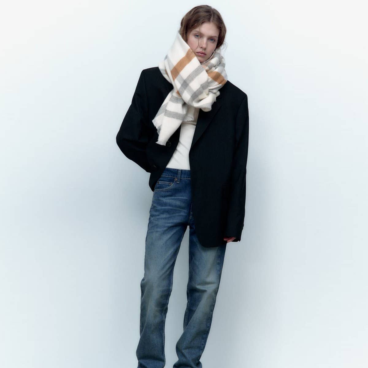 SOFT CHECKERED SCARF WARM WINTER FOR STUDENTS_CWASC2328