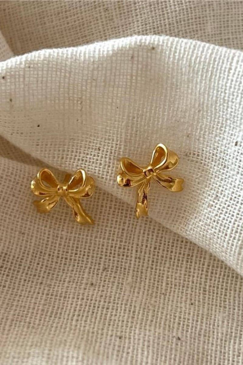 Cwaje1204_Small Brass Bow Stud Earrings