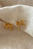 Cwaje1204_Small Brass Bow Stud Earrings