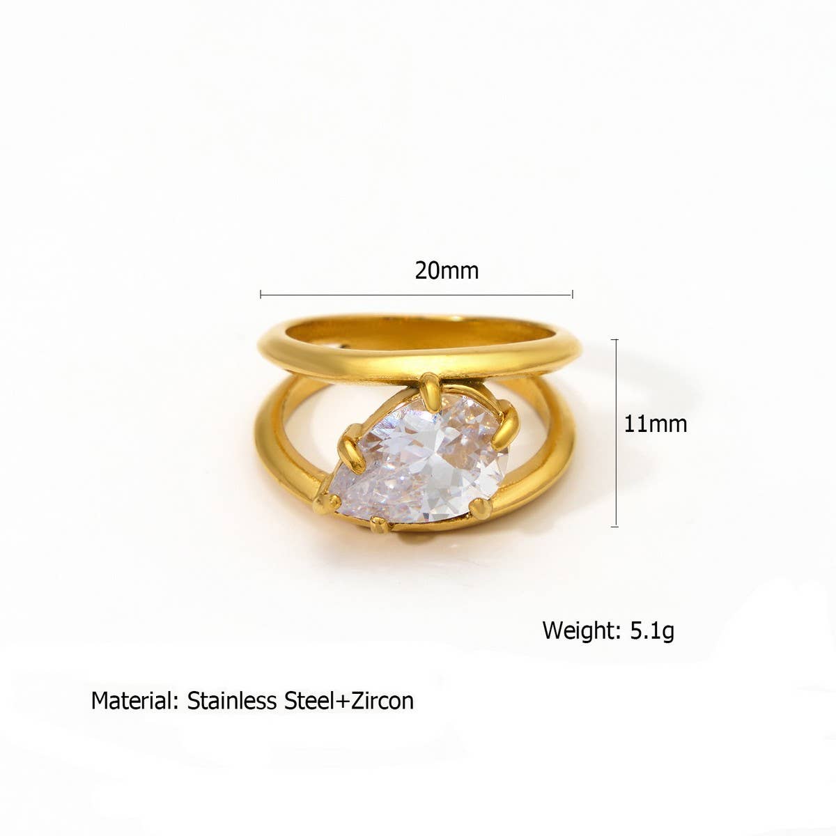 DESIGNER STEEL RING WITH ZIRCON IRREGULAR SHAPE_CWMM8935