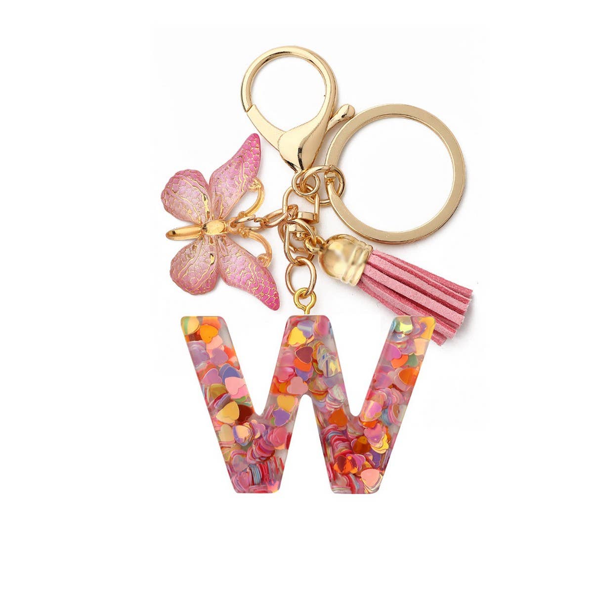 CRYSTAL LETTER SEQUIN RESIN KEYCHAIN_CWAJE0663