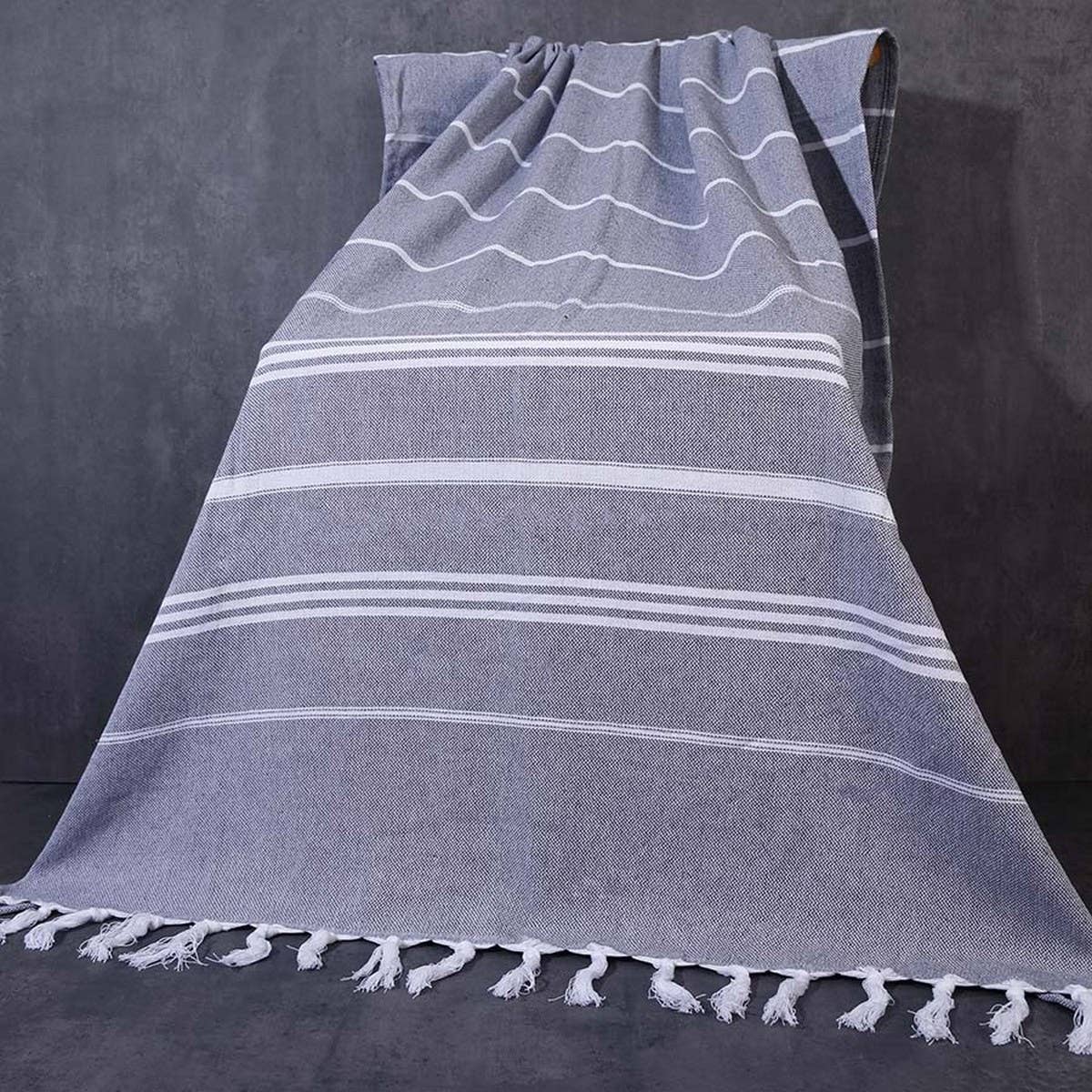 STRIPED TASSEL BATH TOWEL SOFT ABSORBENT LARGE_CWMM7665