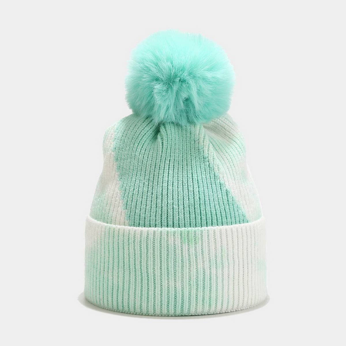 NEW TIE DYE POM POM KNITTED HAT_CWAH1619
