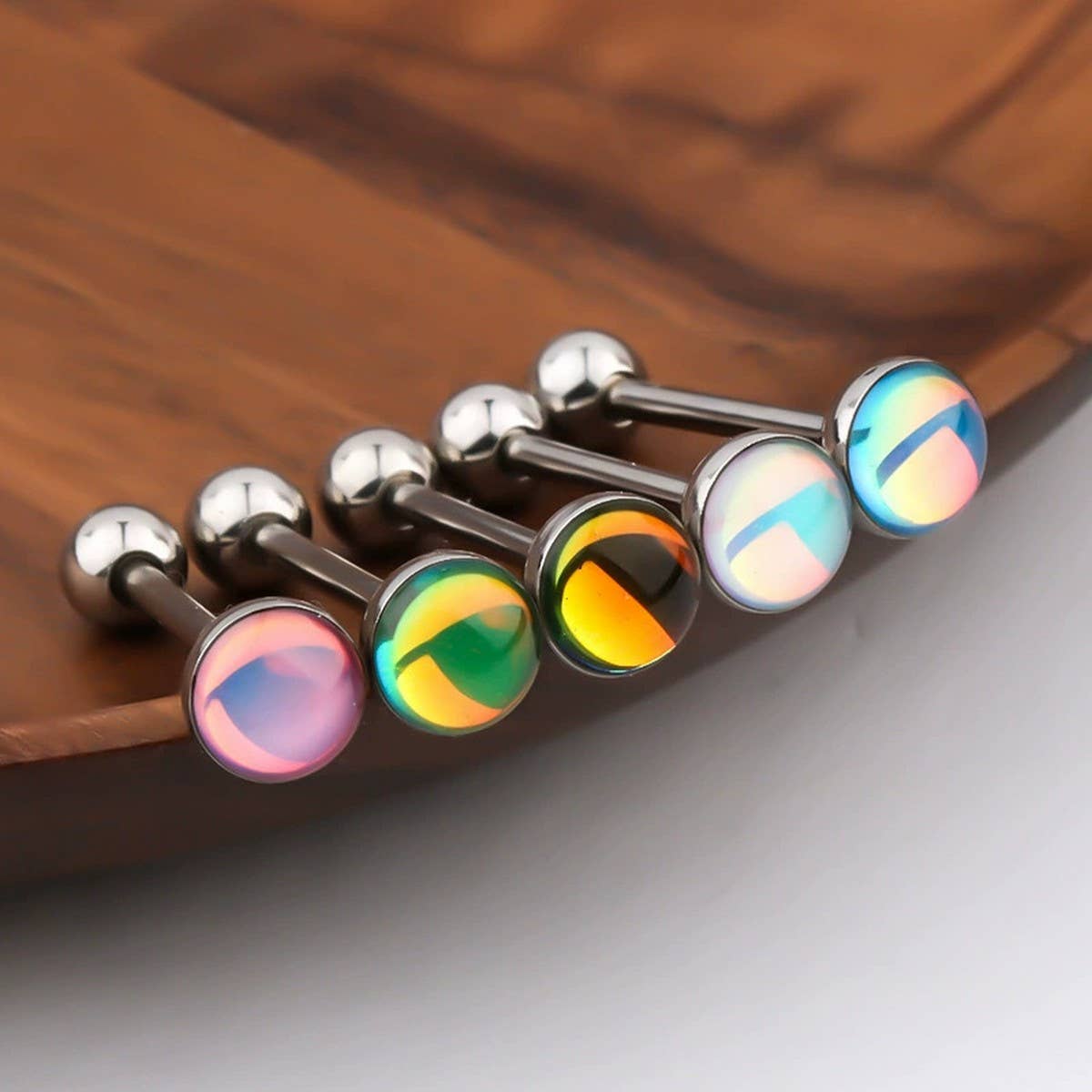 STEEL GRADIENT TONGUE BAR PIERCING JEWELRY_CWMM9593