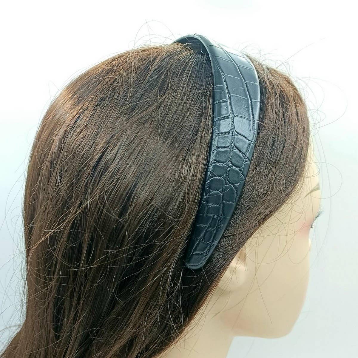 Vintage Two-Tone Crocodile Pu Wide Hairband