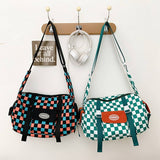 Plaid Large Capacity Shoulder Canvas Bag_Cwab1600
